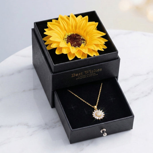 Collar Girasol Giratorio con Baño de Oro +  Estuche Premium ✨🌻