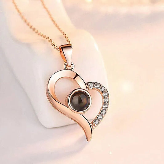 Collar Te Amo 100 Idiomas | Baño de Oro Rosa + Caja de Regalo Gratis✨💛