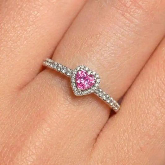 Anillo Corazón 💗 | Baño en Oro Blanco + Caja Gratis 🌸✨💍